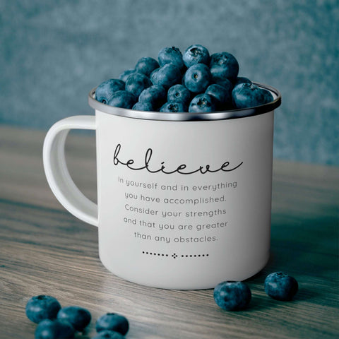 Enamel Camping Mug - Believe in Yourself - Inspirational Motivation