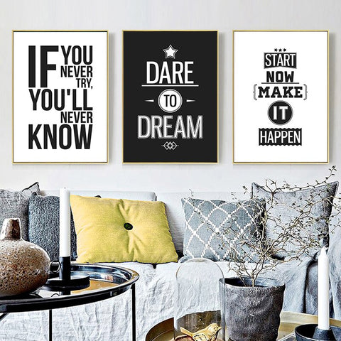 Modern Motivational Black White Quotes Canvas