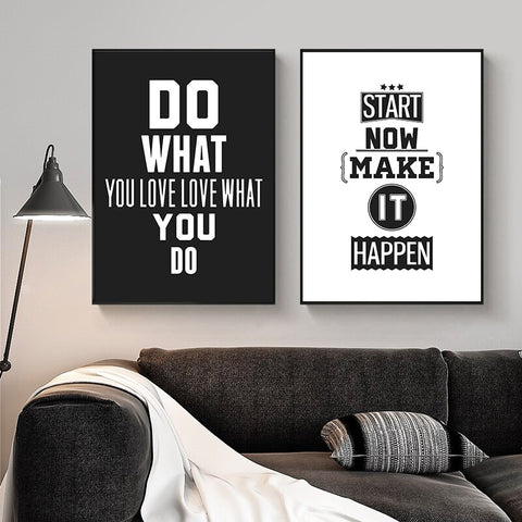 Modern Motivational Black White Quotes Canvas