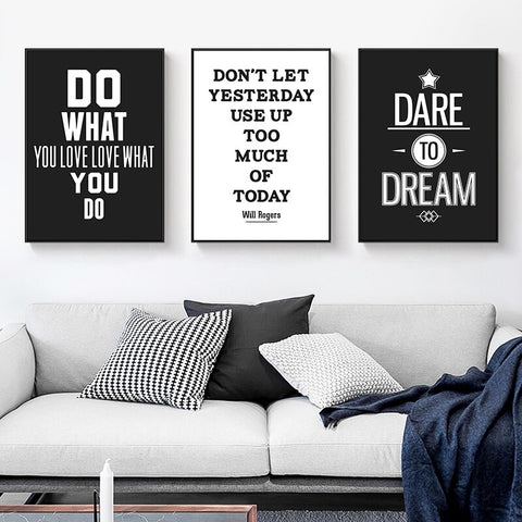 Modern Motivational Black White Quotes Canvas