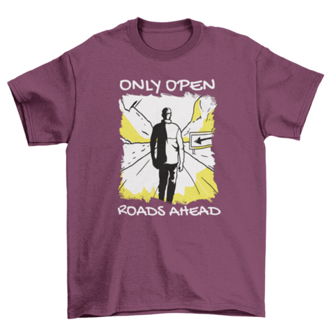 Man in open road motivational t-shirt