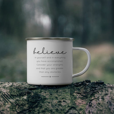 Enamel Camping Mug - Believe in Yourself - Inspirational Motivation