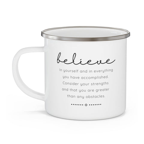 Enamel Camping Mug - Believe in Yourself - Inspirational Motivation
