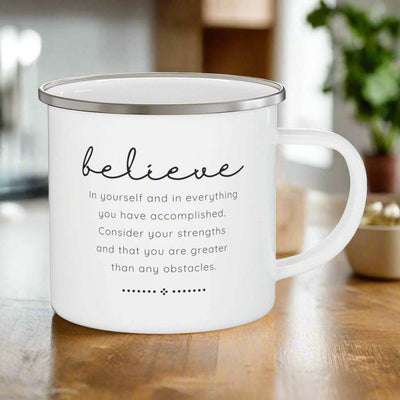Enamel Camping Mug - Believe in Yourself - Inspirational Motivation